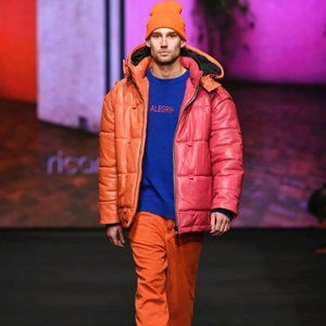 RICARDO SECO / NYFW PASSION SS22 / ORANGE+PINK LAMBSKIN RUNWAY JACKET